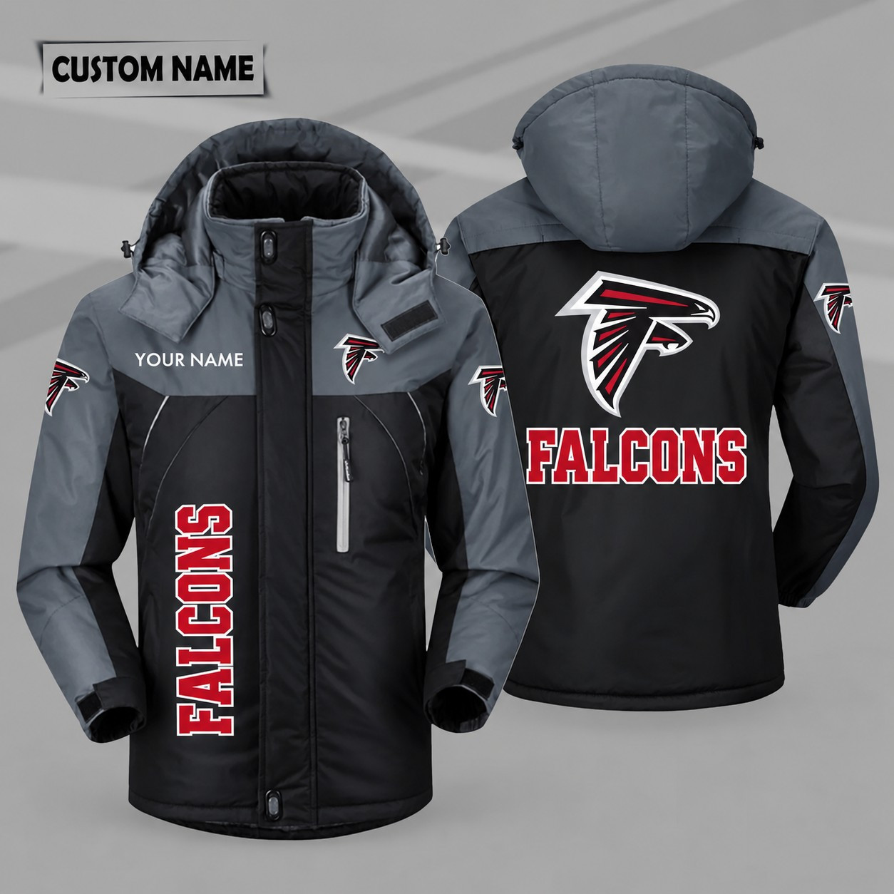 Atlanta Falcons Personalized Hooded Windproof Shell Jacket P0RNU8