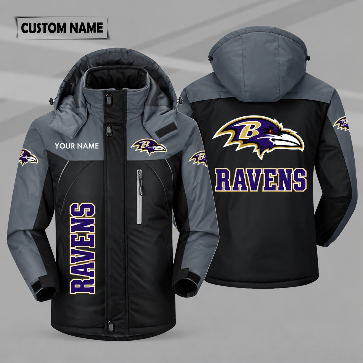 Baltimore Ravens Personalized Hooded Windproof Shell Jacket P6SVX4