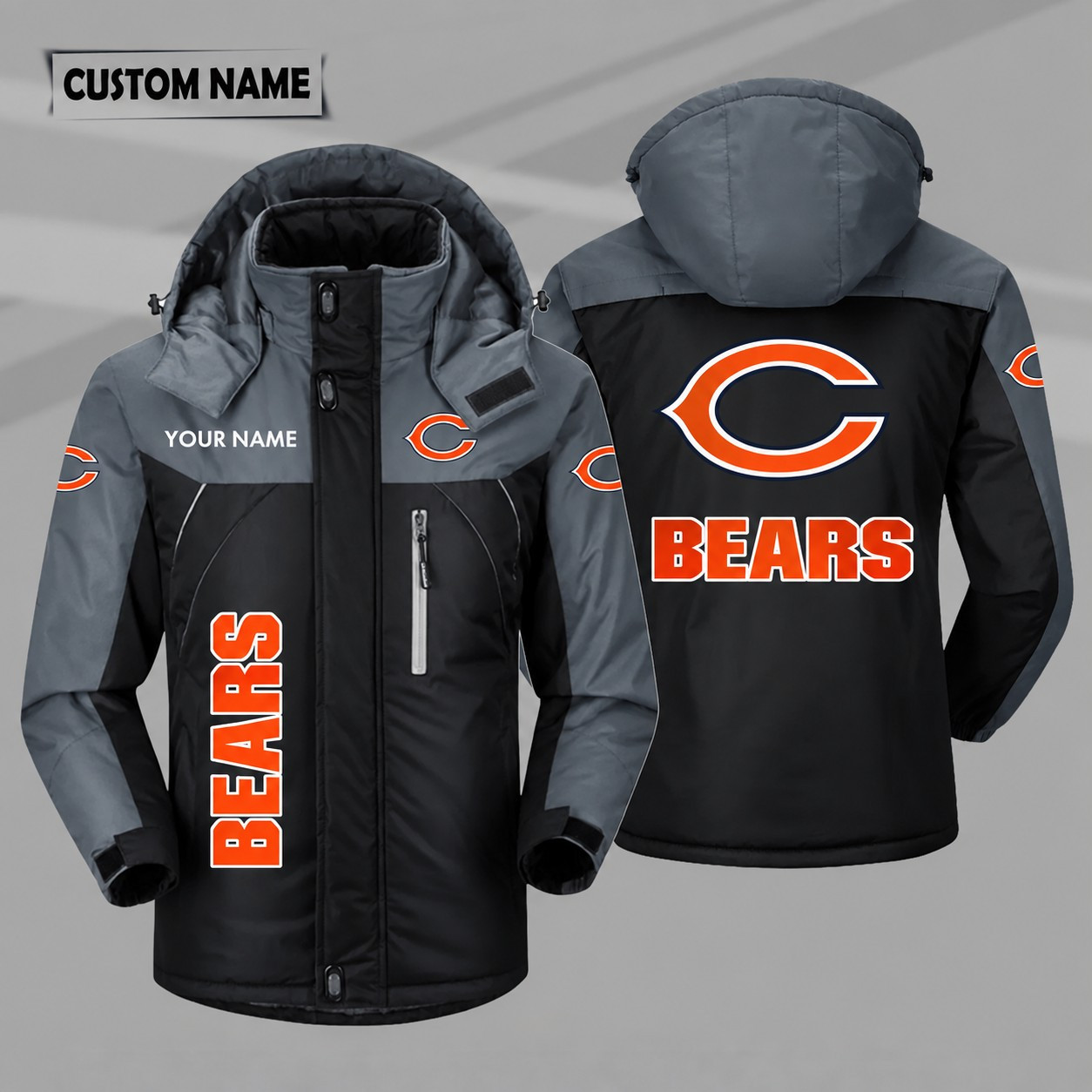 Chicago Bears Personalized Hooded Windproof Shell Jacket PC6BOJ