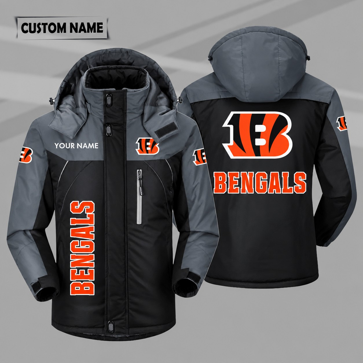 Cincinnati Bengals Personalized Hooded Windproof Shell Jacket PNAQ0N