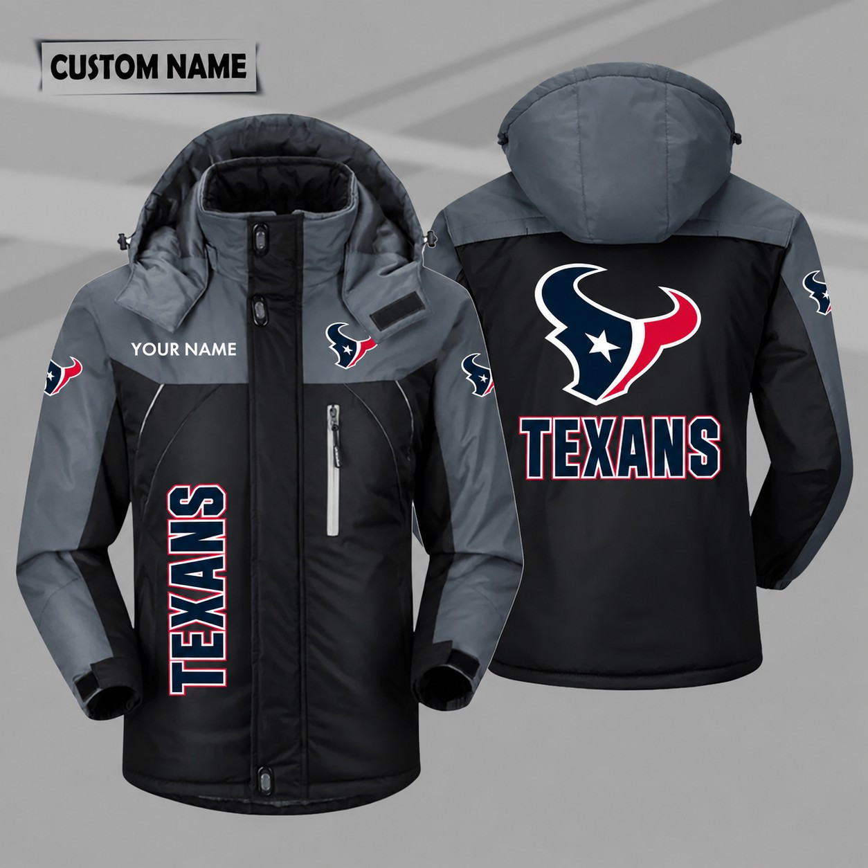 Houston Texans Personalized Hooded Windproof Shell Jacket PL7GG8