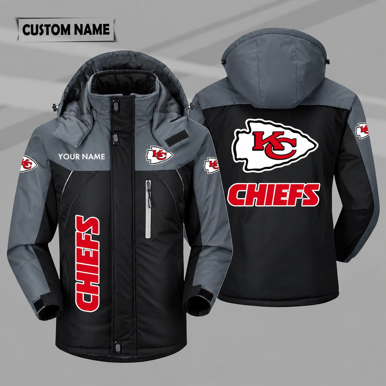 Kansas City Chiefs Personalized Hooded Windproof Shell Jacket PO8UK7