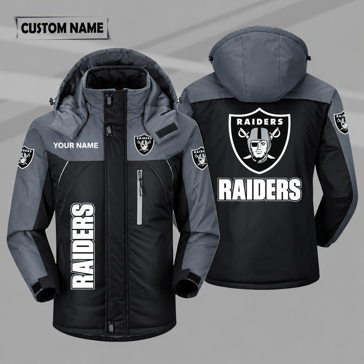 Las Vegas Raiders Personalized Hooded Windproof Shell Jacket P5OKRZ