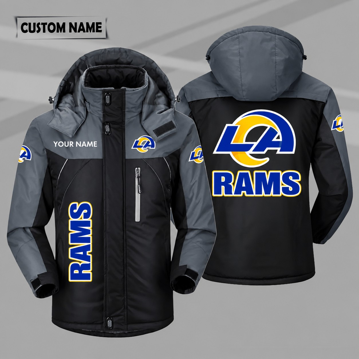 Los Angeles Rams Personalized Hooded Windproof Shell Jacket PTSW5H