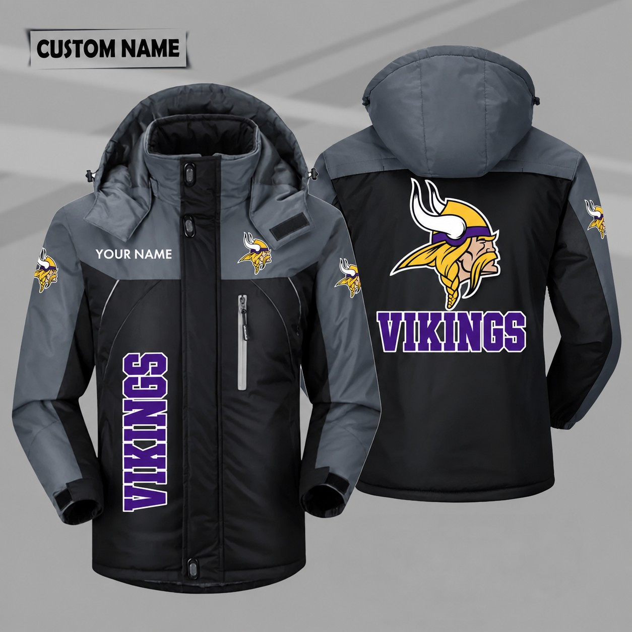 Minnesota Vikings Personalized Hooded Windproof Shell Jacket PUMEJD