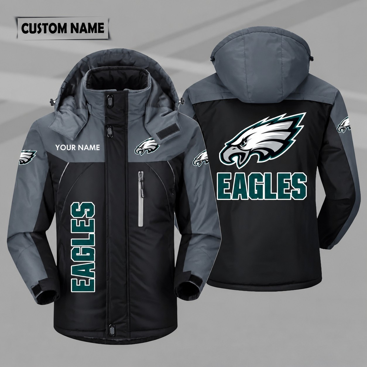 Philadelphia Eagles Personalized Hooded Windproof Shell Jacket PYOYJC