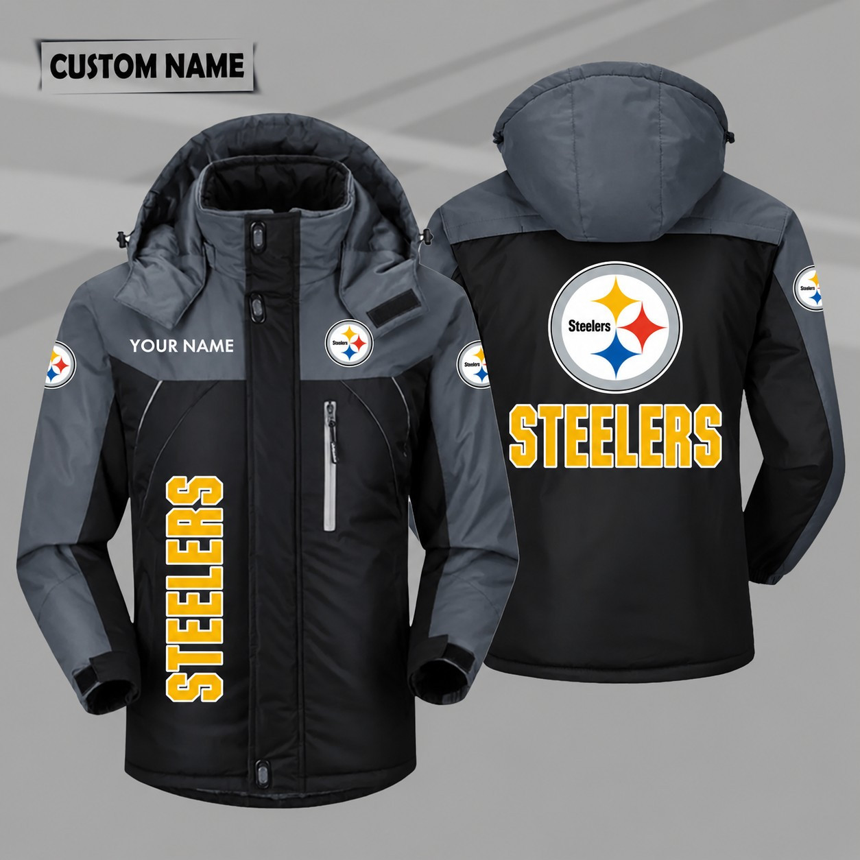 Pittsburgh Steelers Personalized Hooded Windproof Shell Jacket PFAPOT