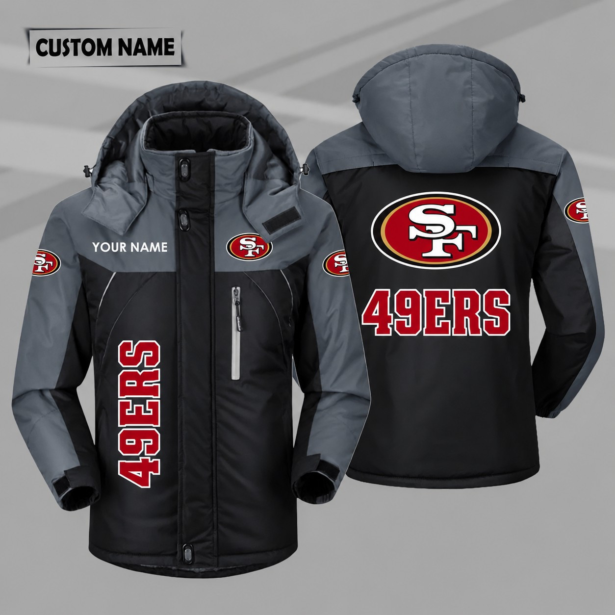 San Francisco 49ers Personalized Hooded Windproof Shell Jacket P5MAU7