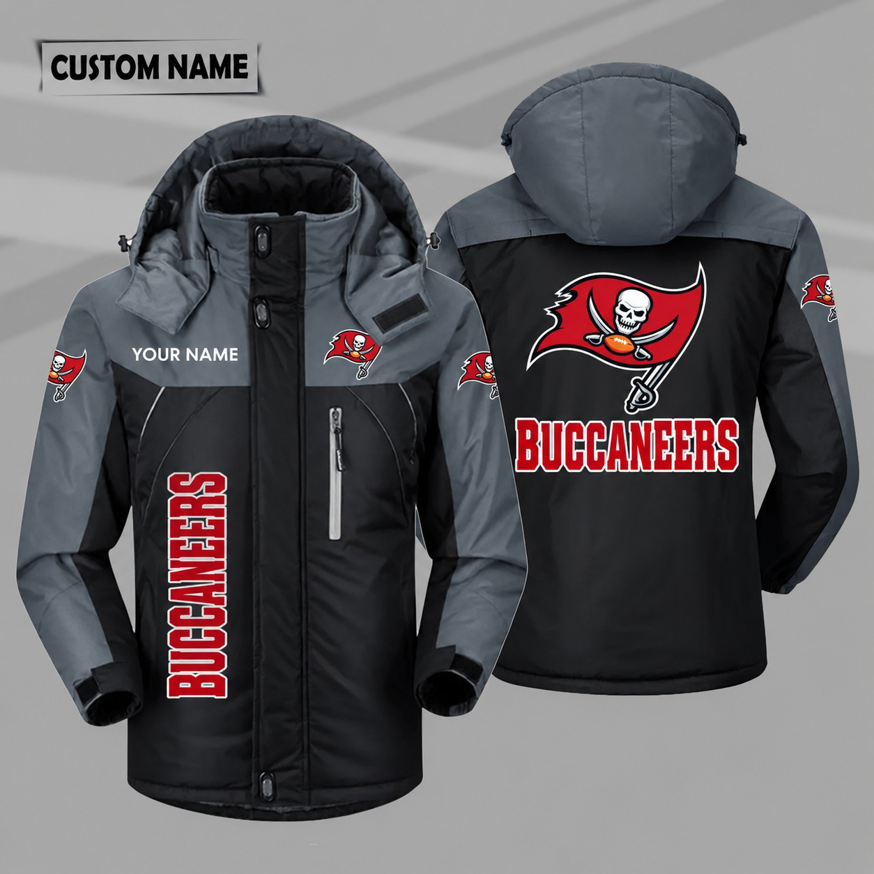 Tampa Bay Buccaneers Personalized Hooded Windproof Shell Jacket P7S4PO
