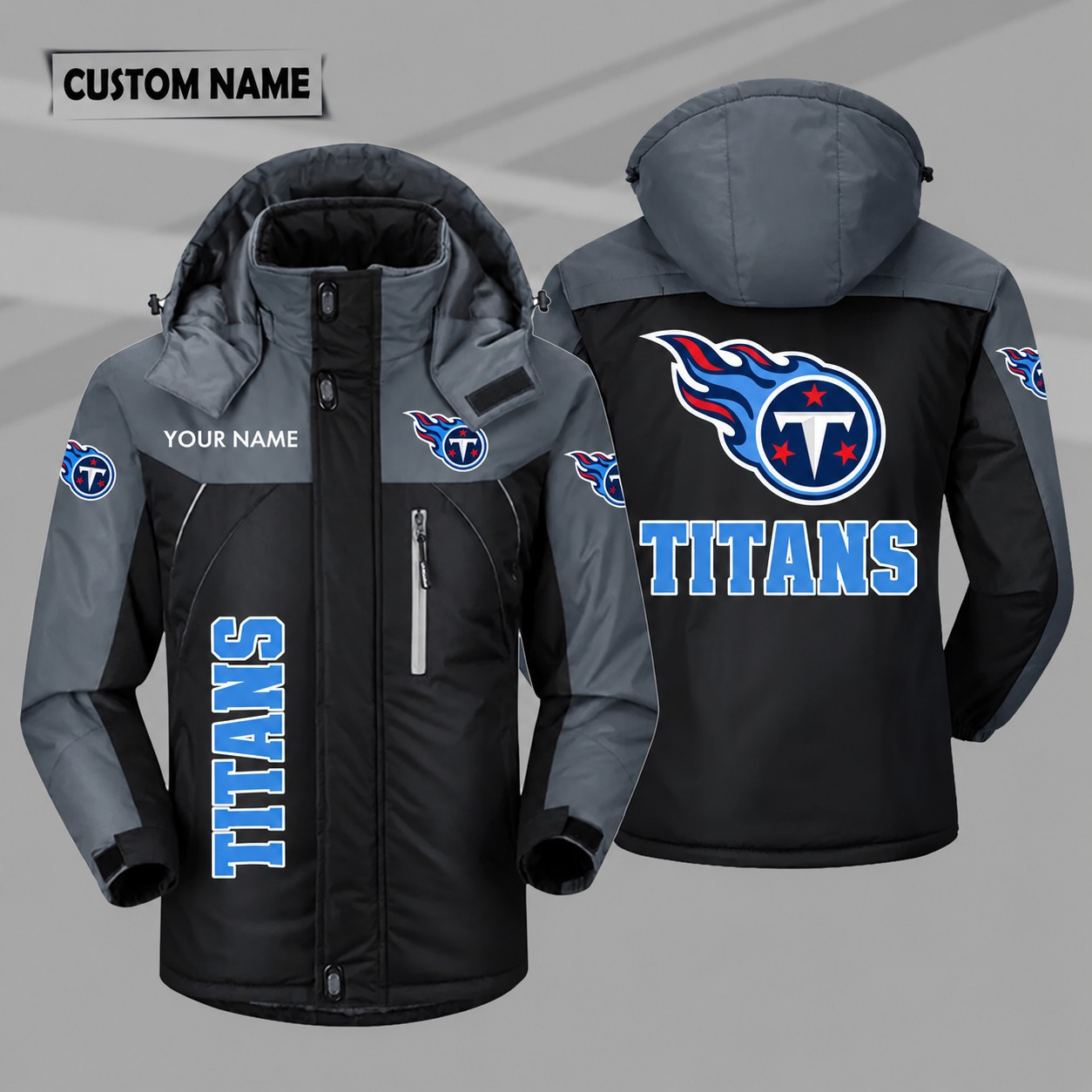 Tennessee Titans Personalized Hooded Windproof Shell Jacket PWZNQG