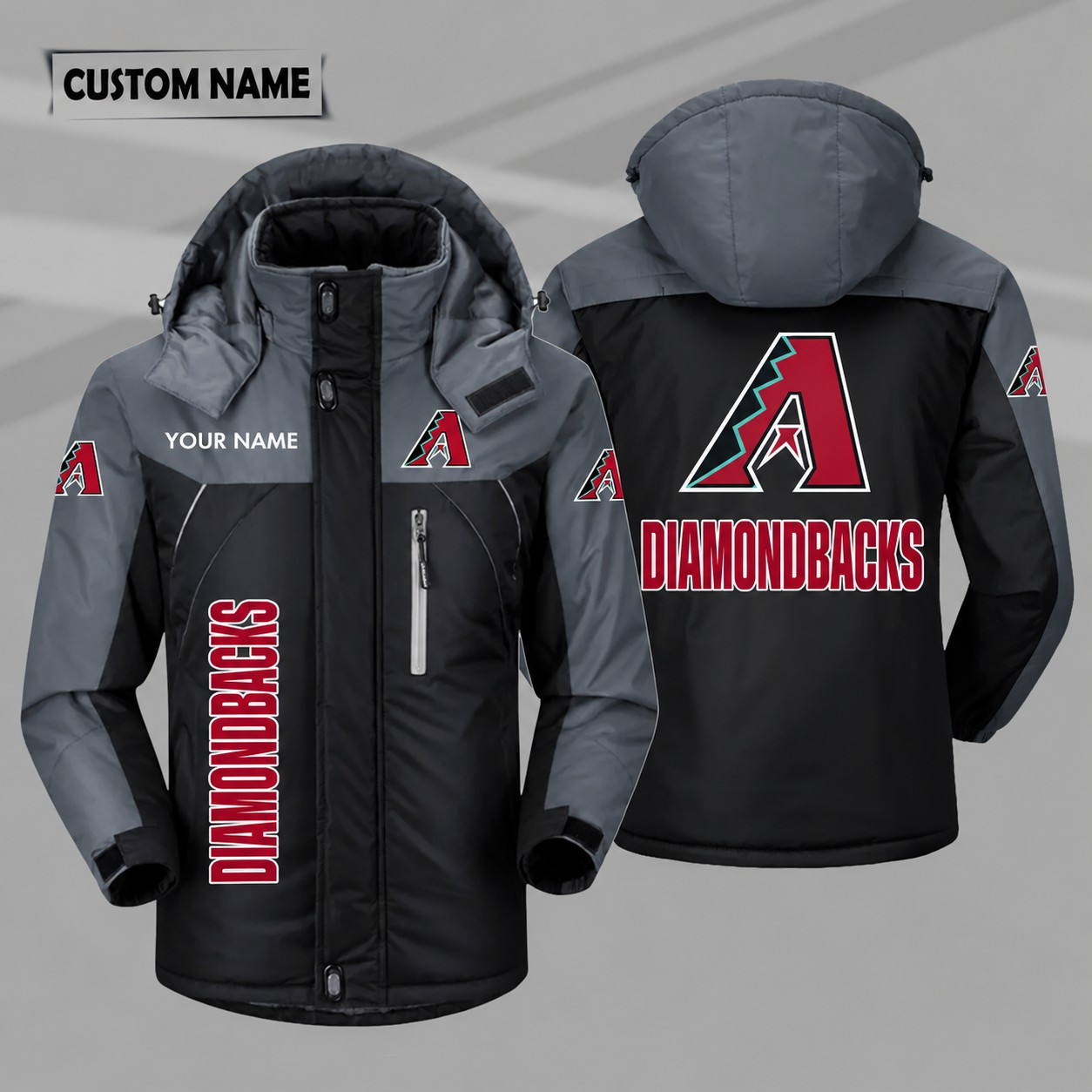 Arizona Diamondbacks Personalized Hooded Windproof Shell Jacket PPUF3A