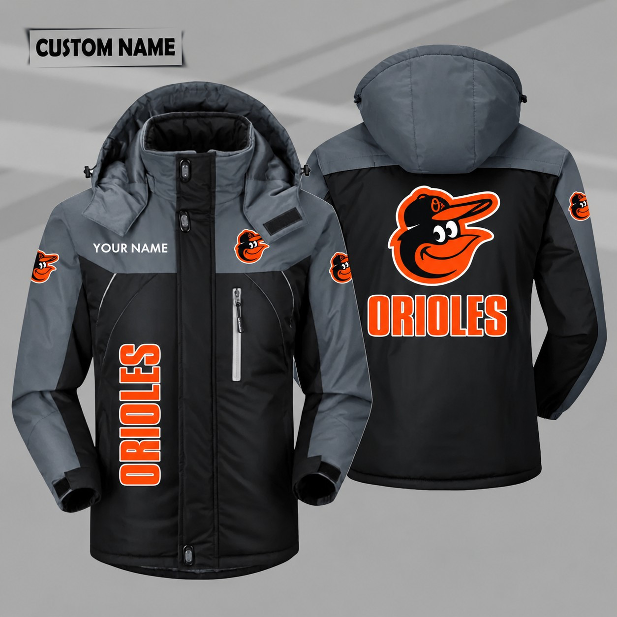 Baltimore Orioles Personalized Hooded Windproof Shell Jacket PUJN5W