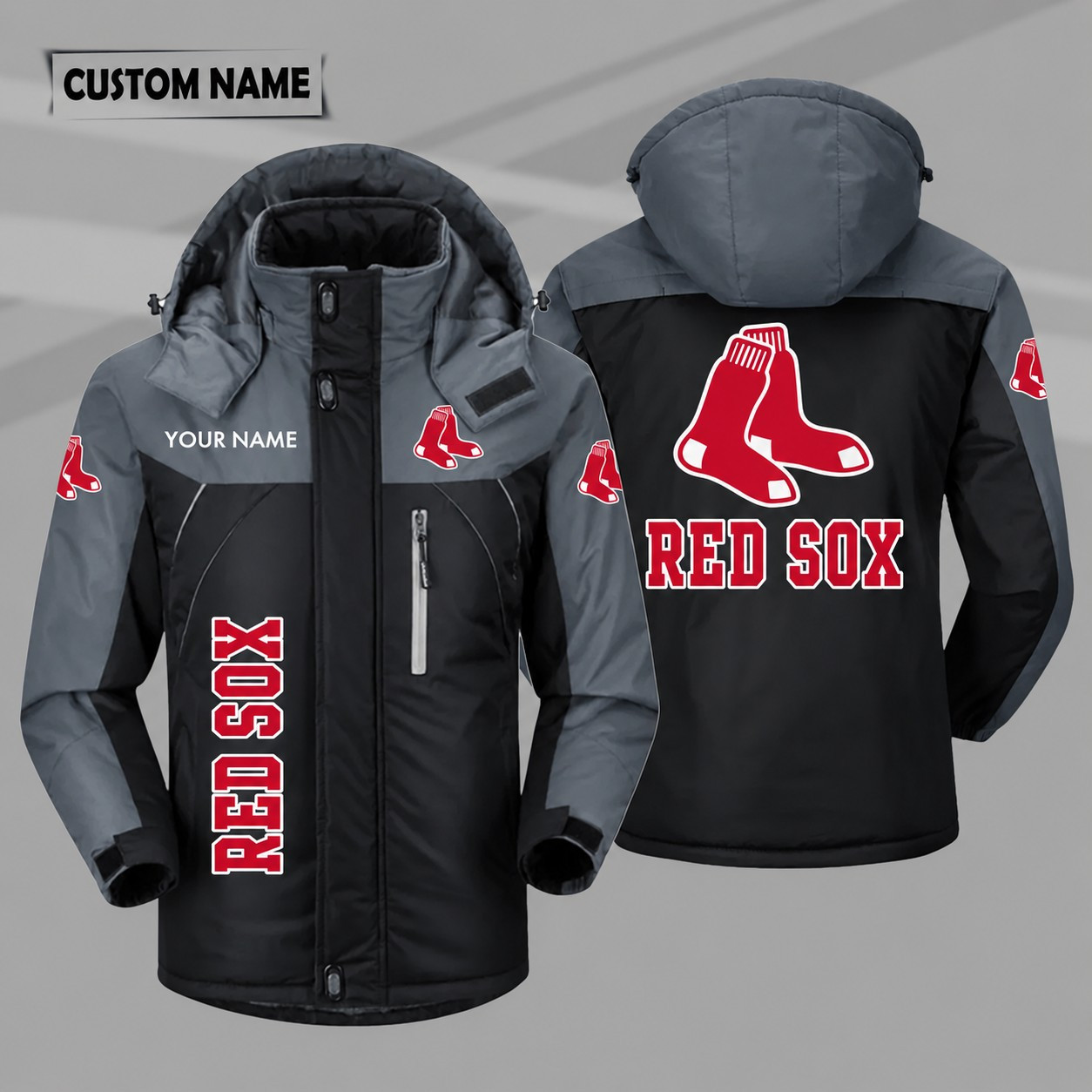 Boston Red Sox Personalized Hooded Windproof Shell Jacket PKANRJ