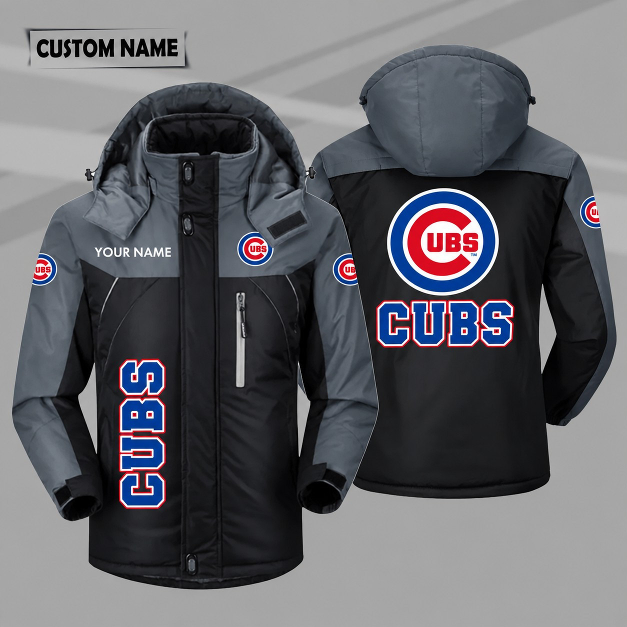 Chicago Cubs Personalized Hooded Windproof Shell Jacket P3UO61