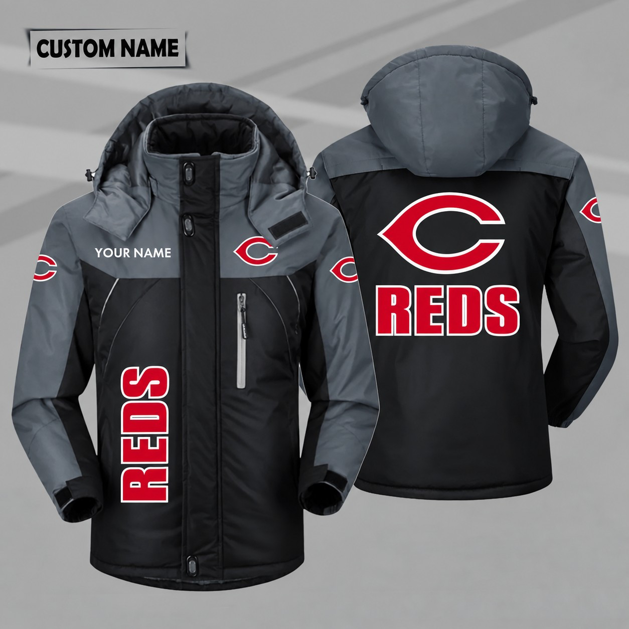 Cincinnati Reds Personalized Hooded Windproof Shell Jacket P1H4NP