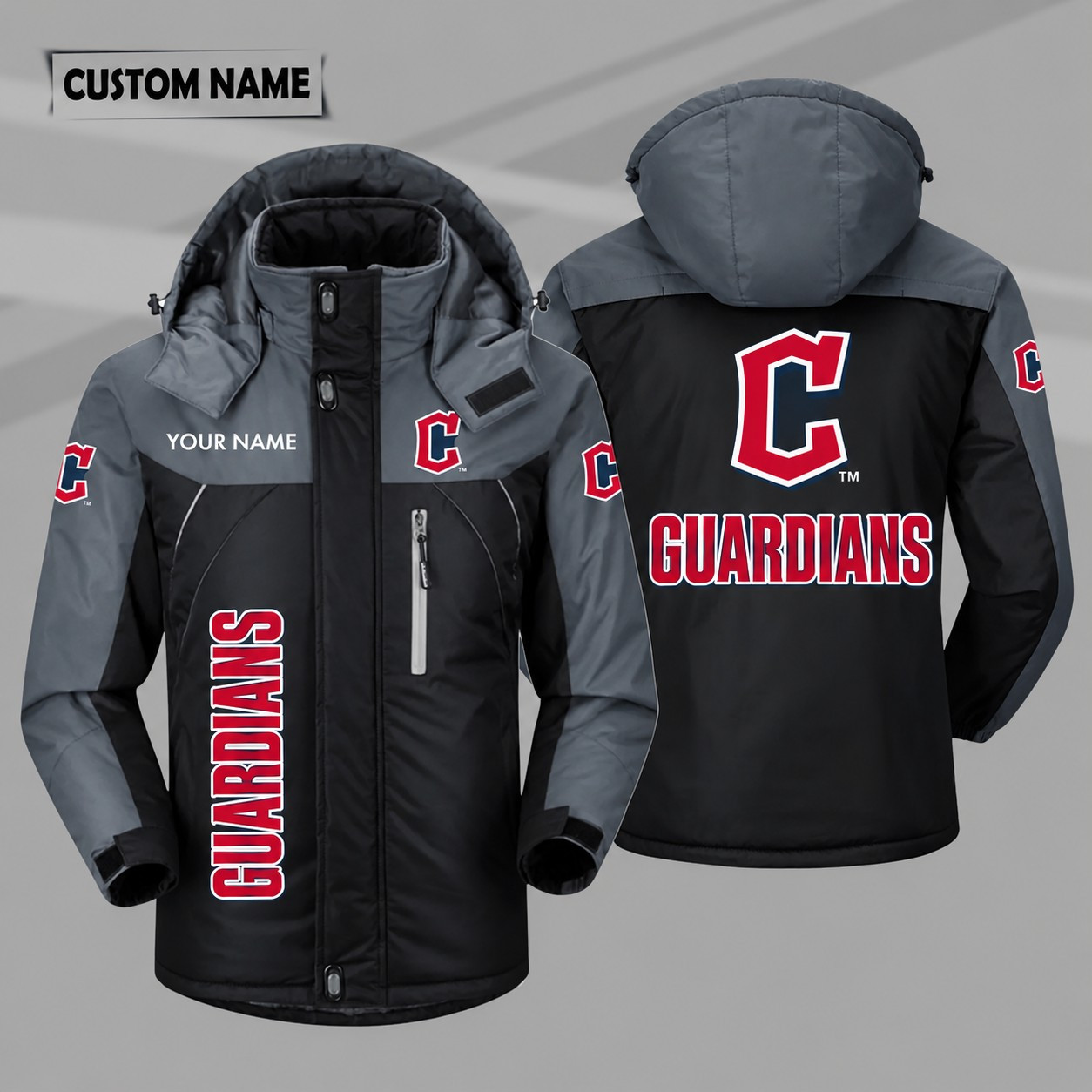 Cleveland Guardians Personalized Hooded Windproof Shell Jacket PHBKSI