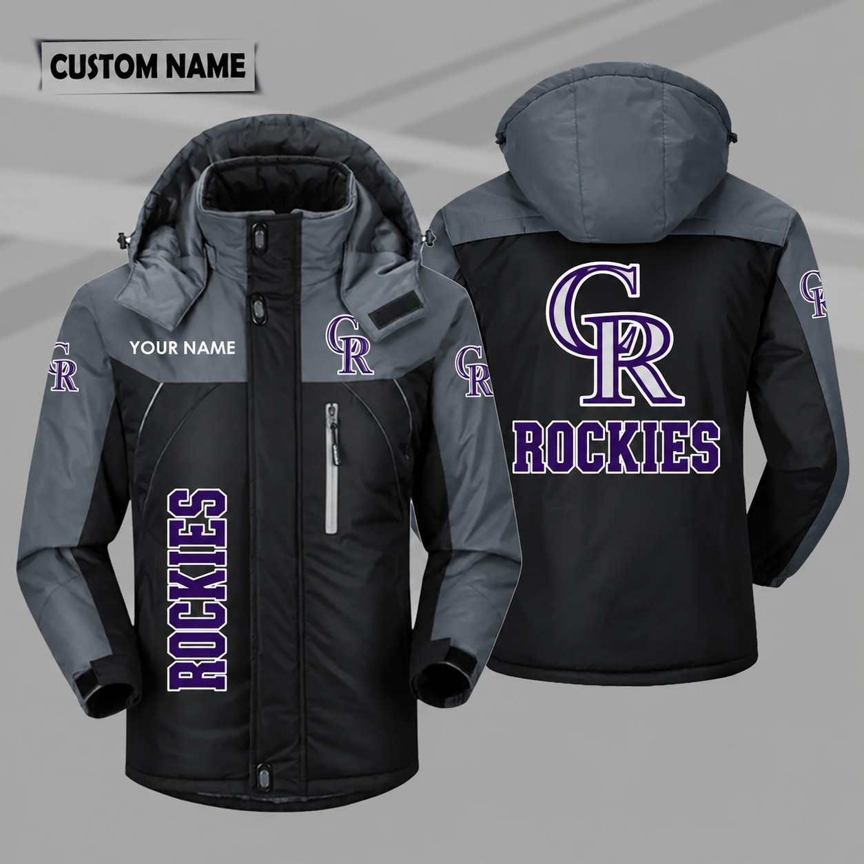 Colorado Rockies Personalized Hooded Windproof Shell Jacket PFB5AT