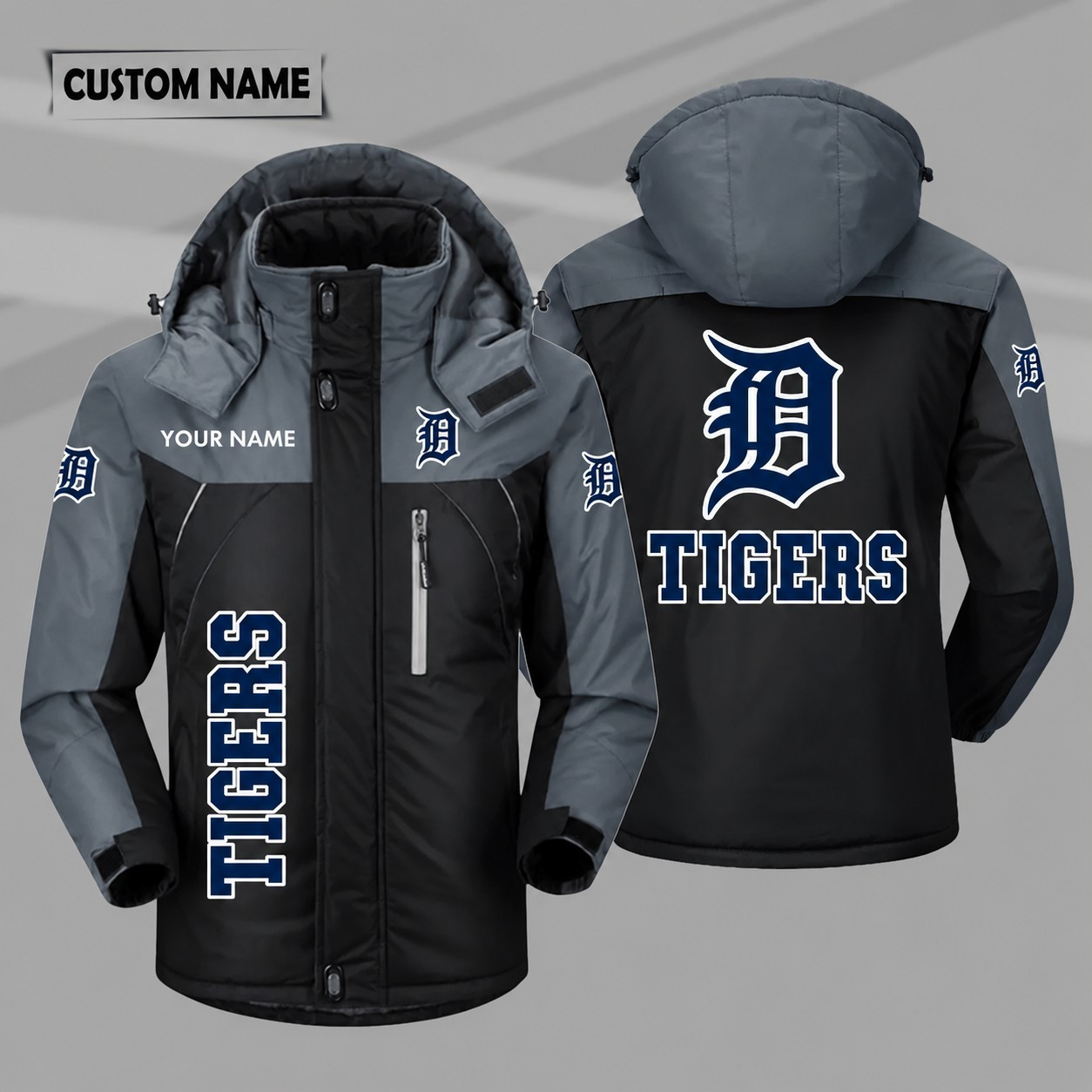 Detroit Tigers Personalized Hooded Windproof Shell Jacket PT4NDY