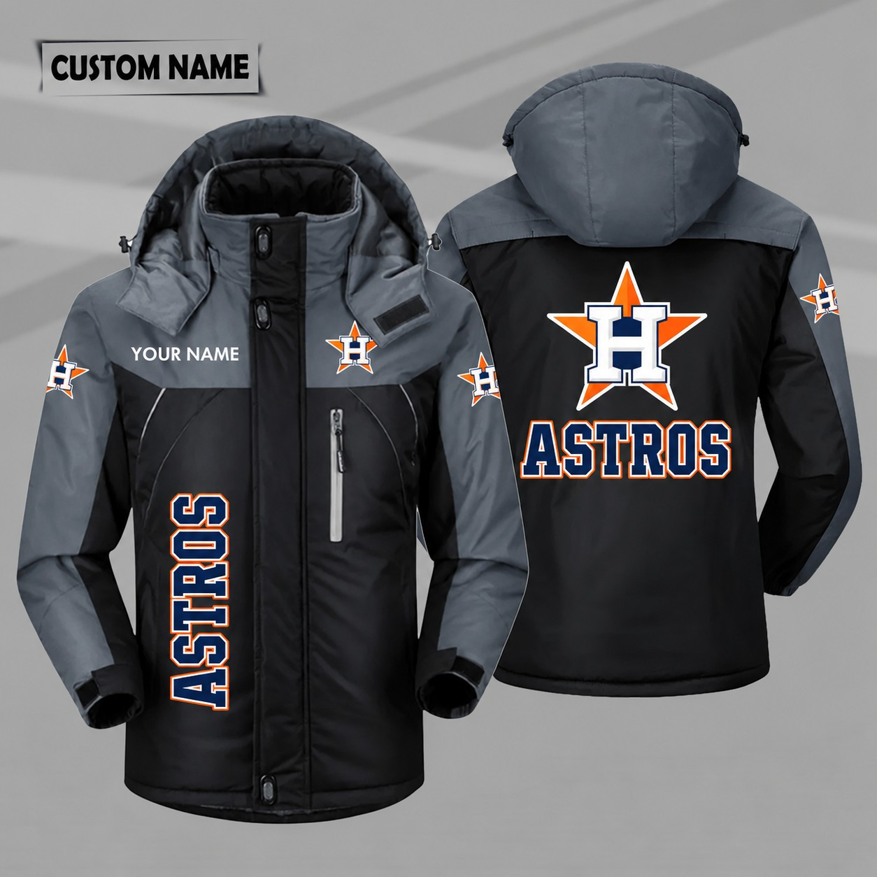 Houston Astros Personalized Hooded Windproof Shell Jacket PA2YOZ