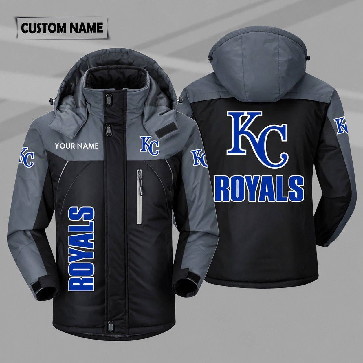 Kansas City Royals Personalized Hooded Windproof Shell Jacket PV91X8