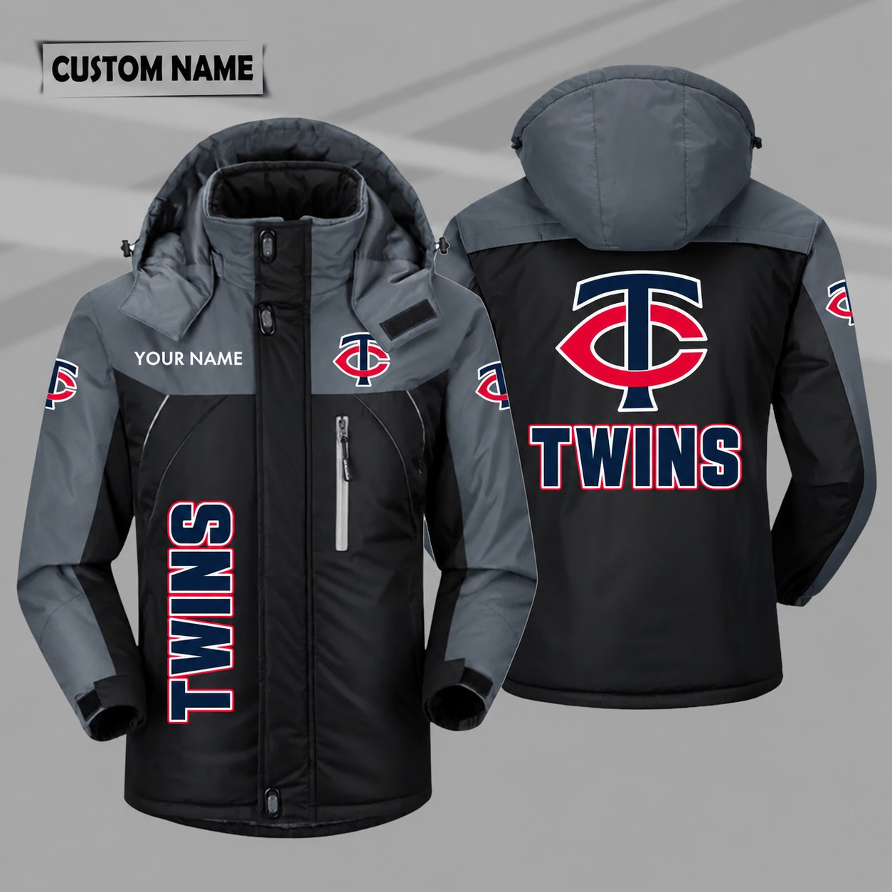 Minnesota Twins Personalized Hooded Windproof Shell Jacket PUD615