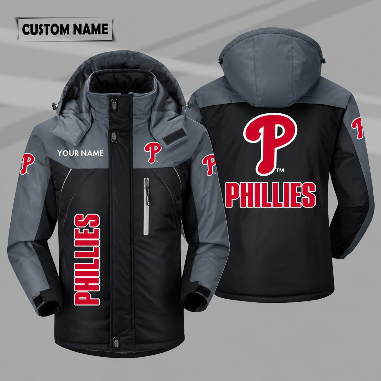 Philadelphia Phillies Personalized Hooded Windproof Shell Jacket P2E282