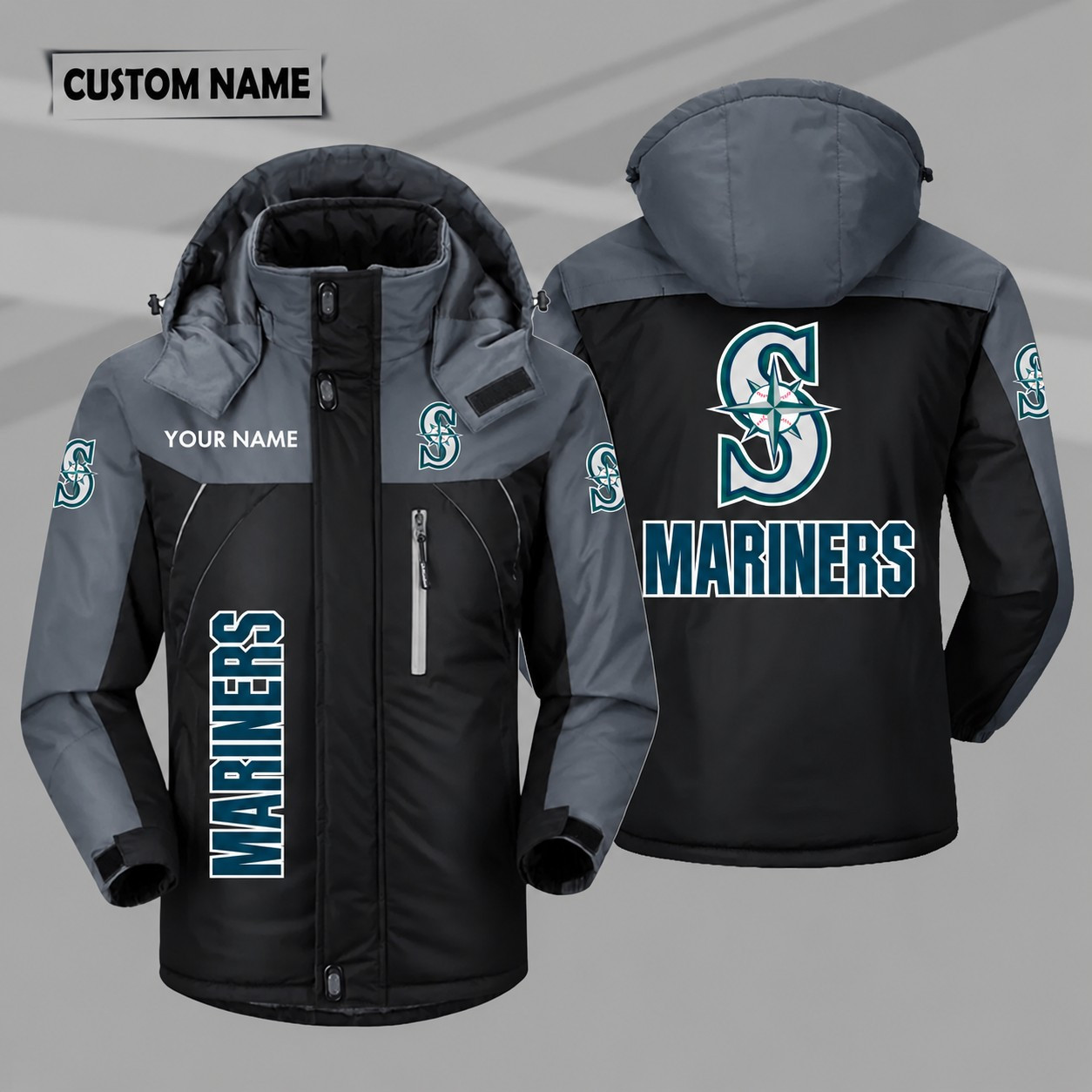 Seattle Mariners Personalized Hooded Windproof Shell Jacket PK05VT