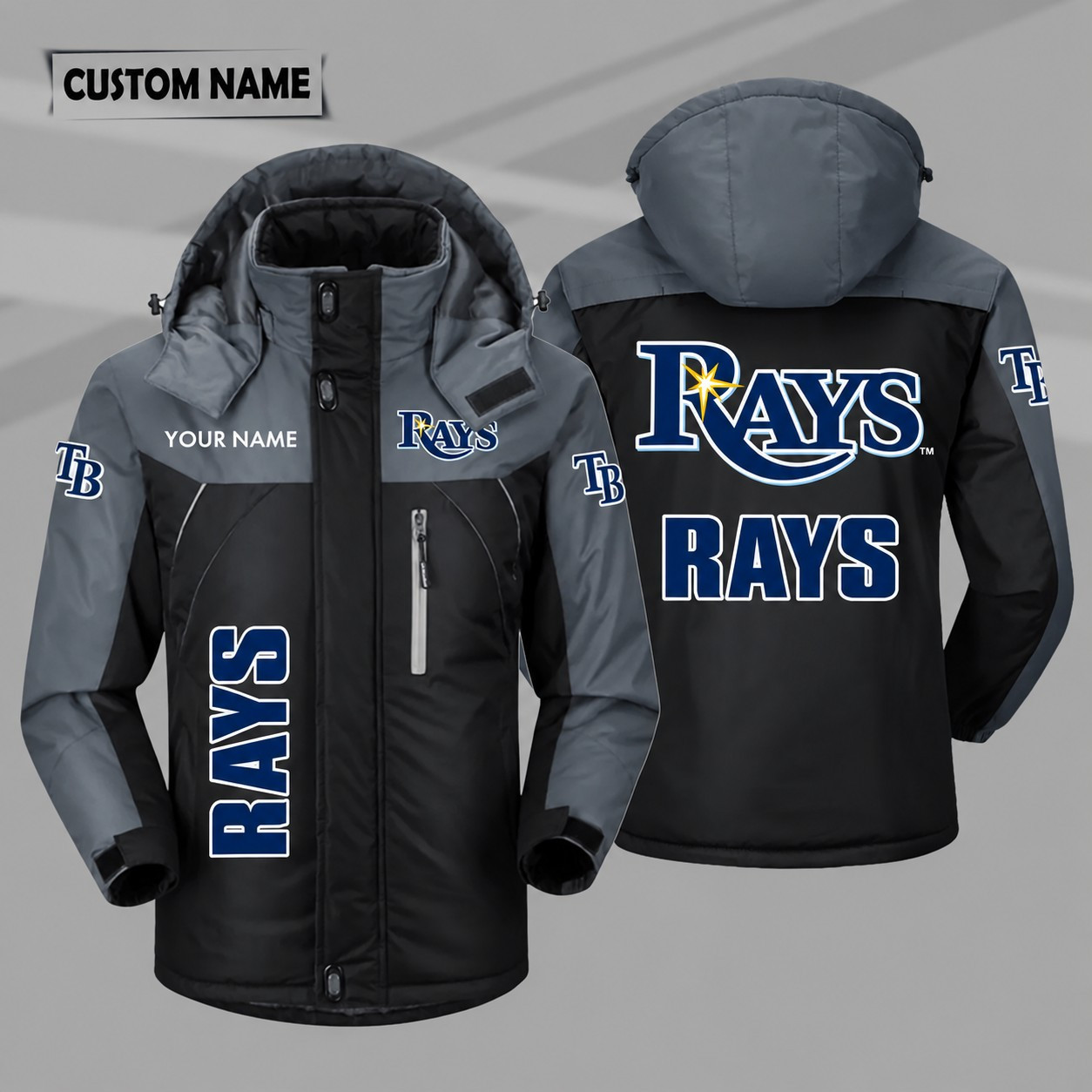 Tampa Bay Rays Personalized Hooded Windproof Shell Jacket P53RWL