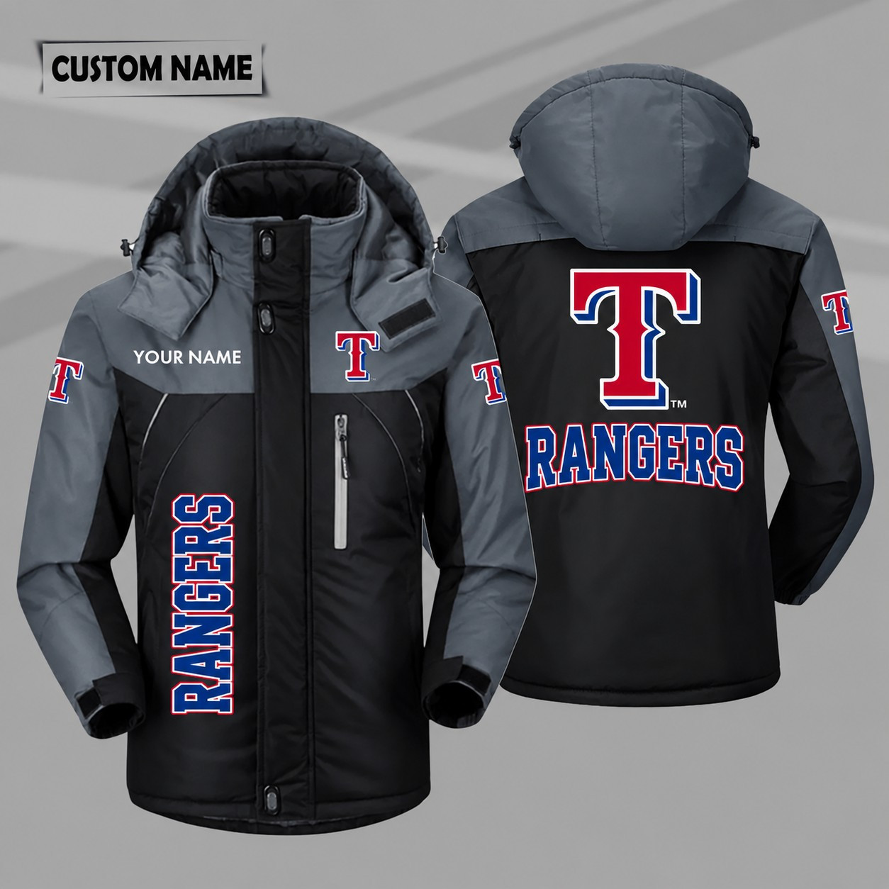 Texas Rangers Personalized Hooded Windproof Shell Jacket P2FDJR