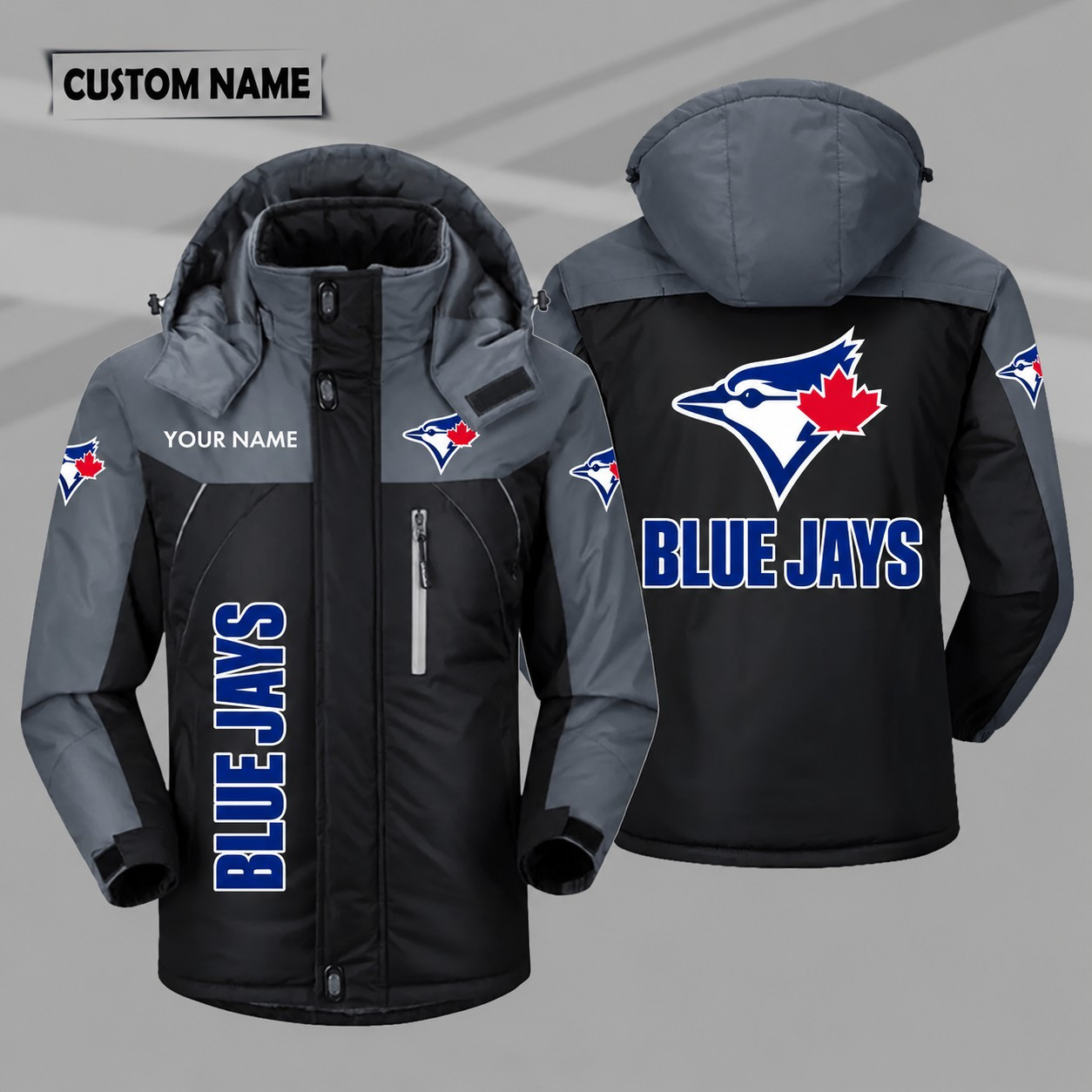 Toronto Blue Jays Personalized Hooded Windproof Shell Jacket PLI29P