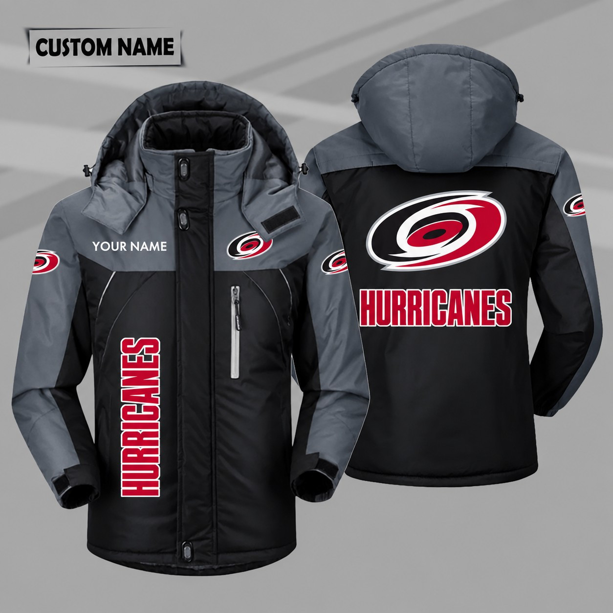 Carolina Hurricanes Personalized Hooded Windproof Shell Jacket PPW5JM
