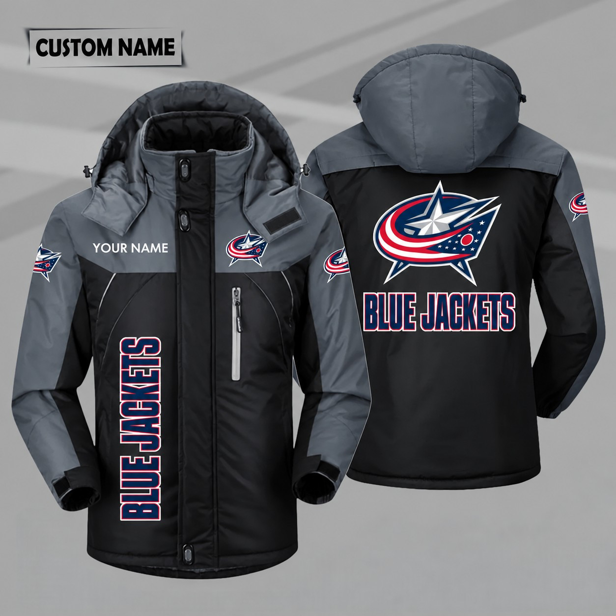 Columbus Blue Jackets Personalized Hooded Windproof Shell Jacket PF1I20