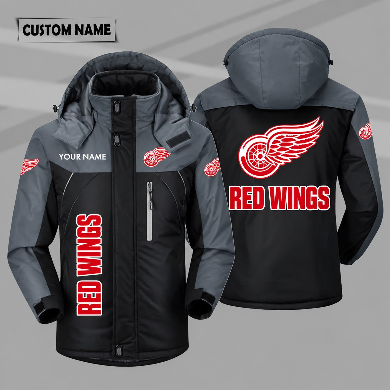 Detroit Red Wings Personalized Hooded Windproof Shell Jacket PUMDLJ
