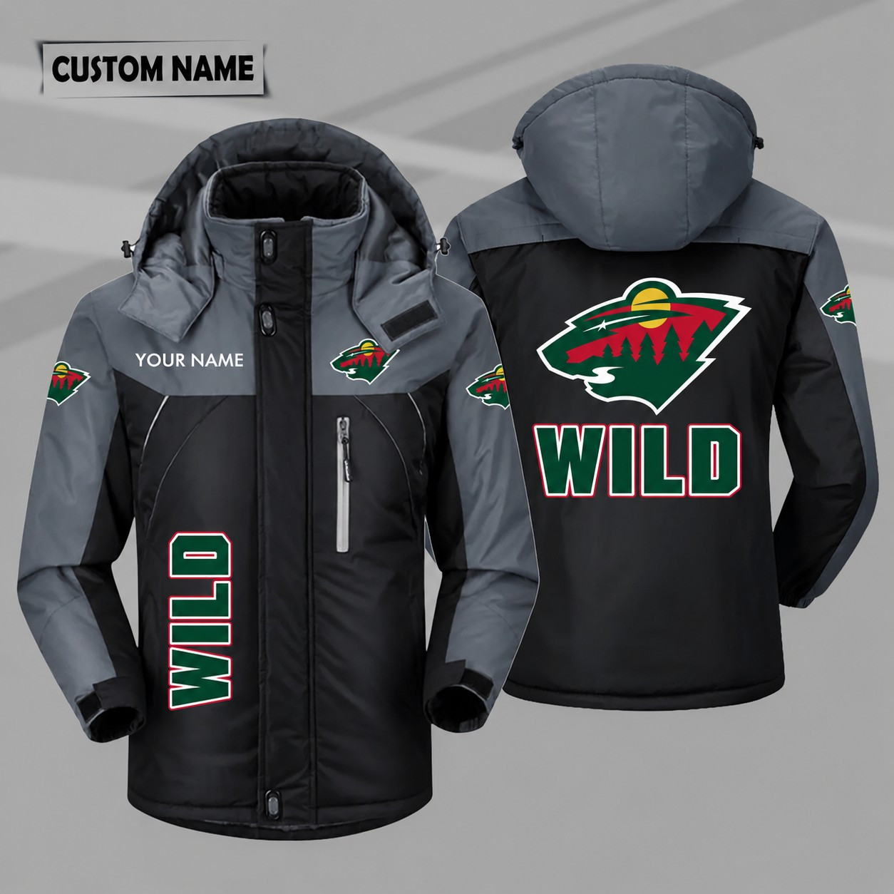 Minnesota Wild Personalized Hooded Windproof Shell Jacket PTG83L