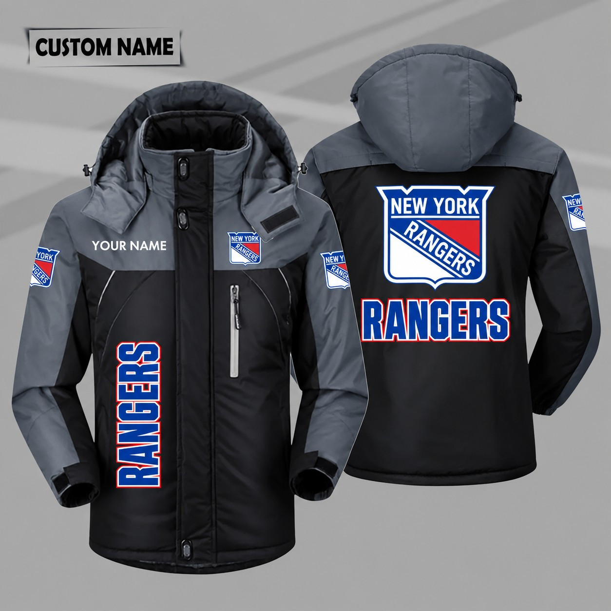 New York Rangers Personalized Hooded Windproof Shell Jacket PANSF5