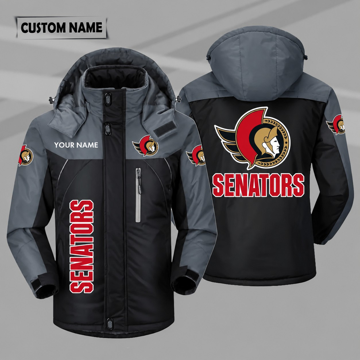 Ottawa Senators Personalized Hooded Windproof Shell Jacket PGAWPR