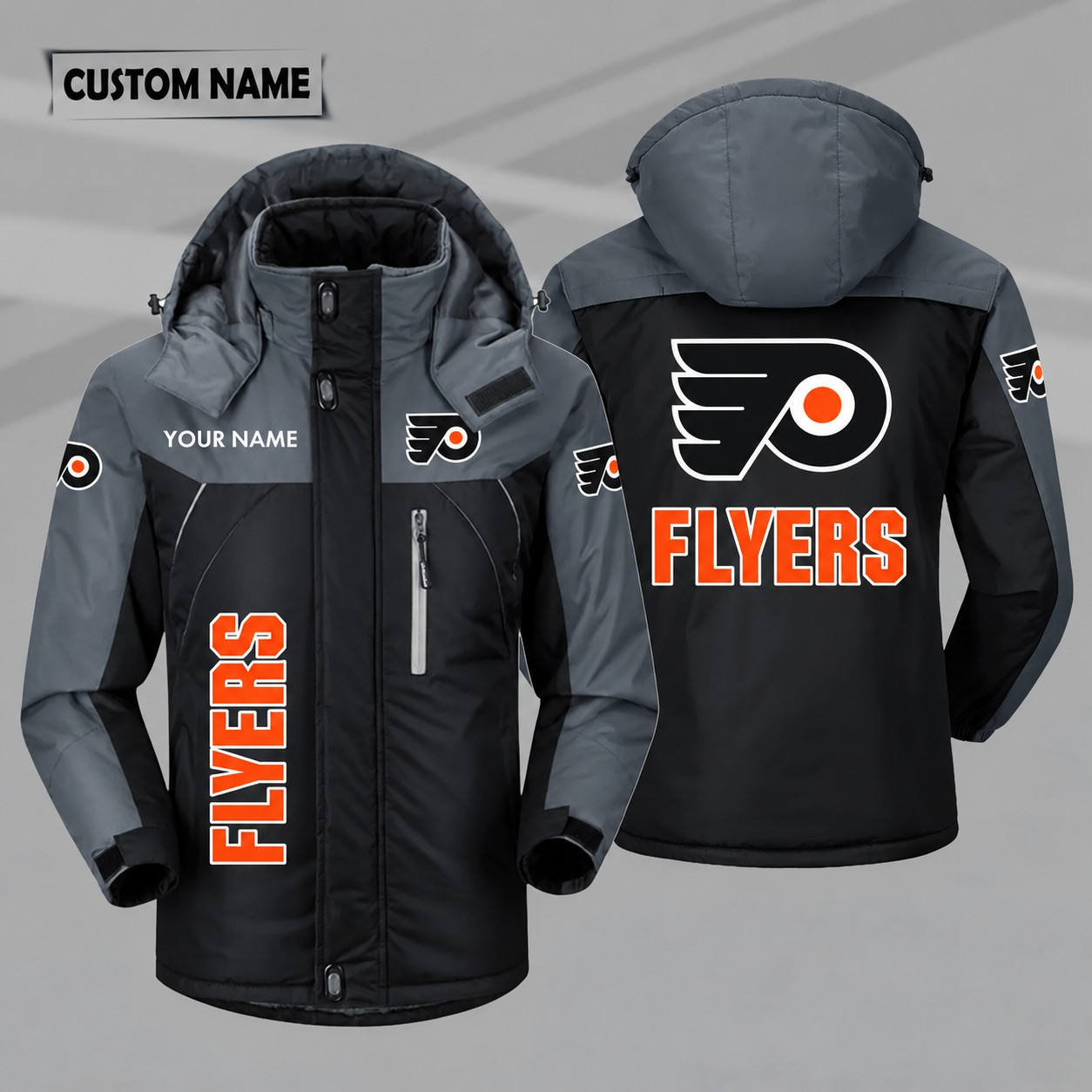 Philadelphia Flyers Personalized Hooded Windproof Shell Jacket PERIN4