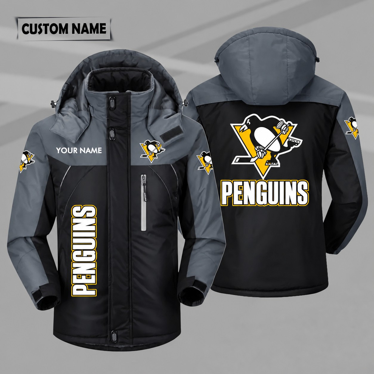 Pittsburgh Penguins Personalized Hooded Windproof Shell Jacket PMT8UQ