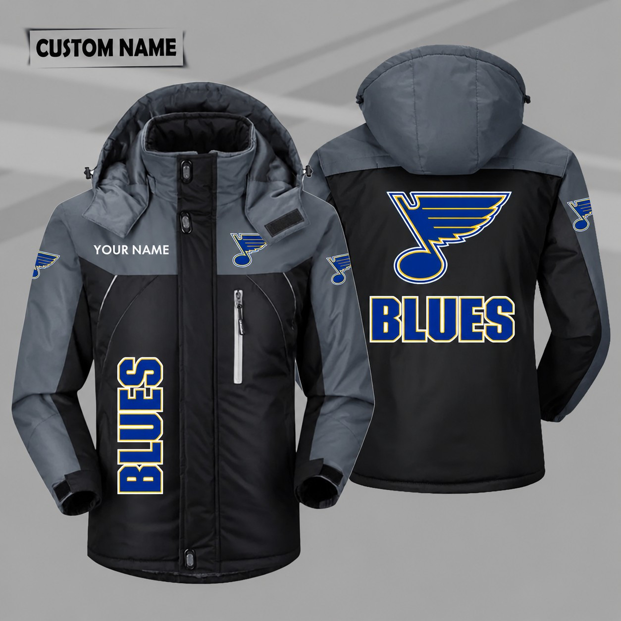 St. Louis Blues Personalized Hooded Windproof Shell Jacket PYSJXB