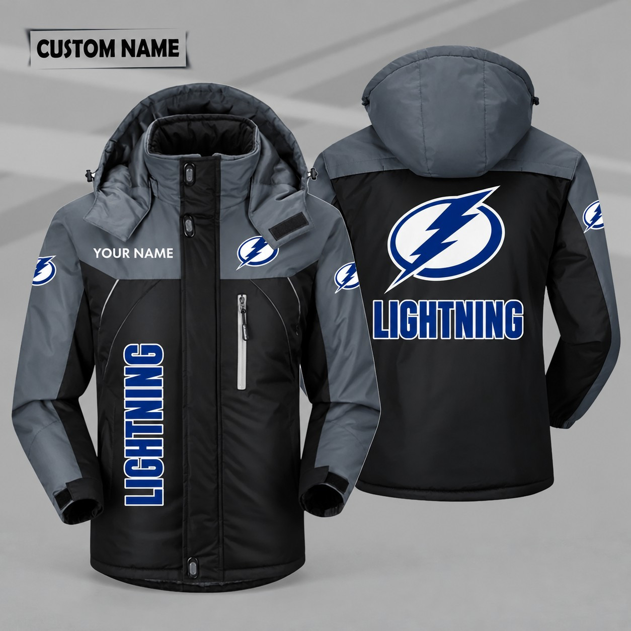 Tampa Bay Lightning Personalized Hooded Windproof Shell Jacket P1WKKD