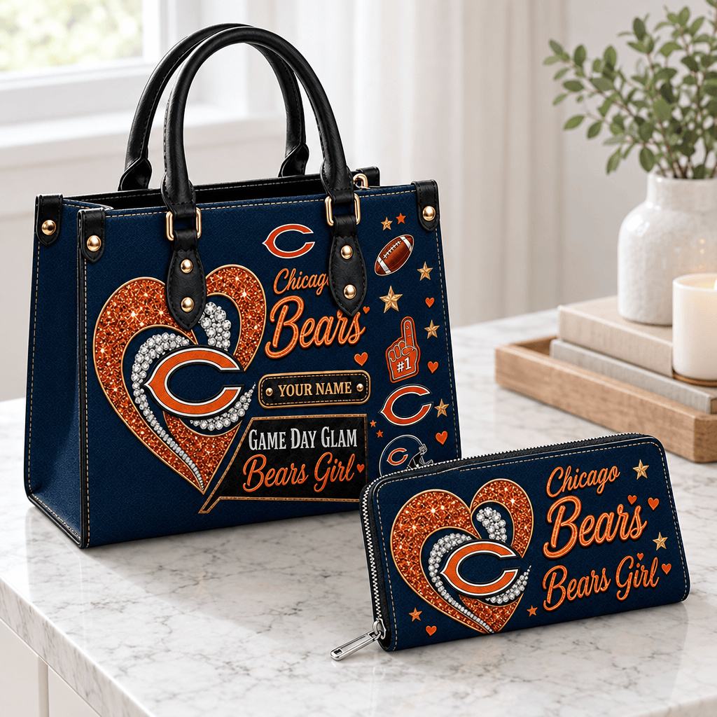 Chicago Bears Game Day Glam Handbag & Zip-Around Wallet Set MGF17