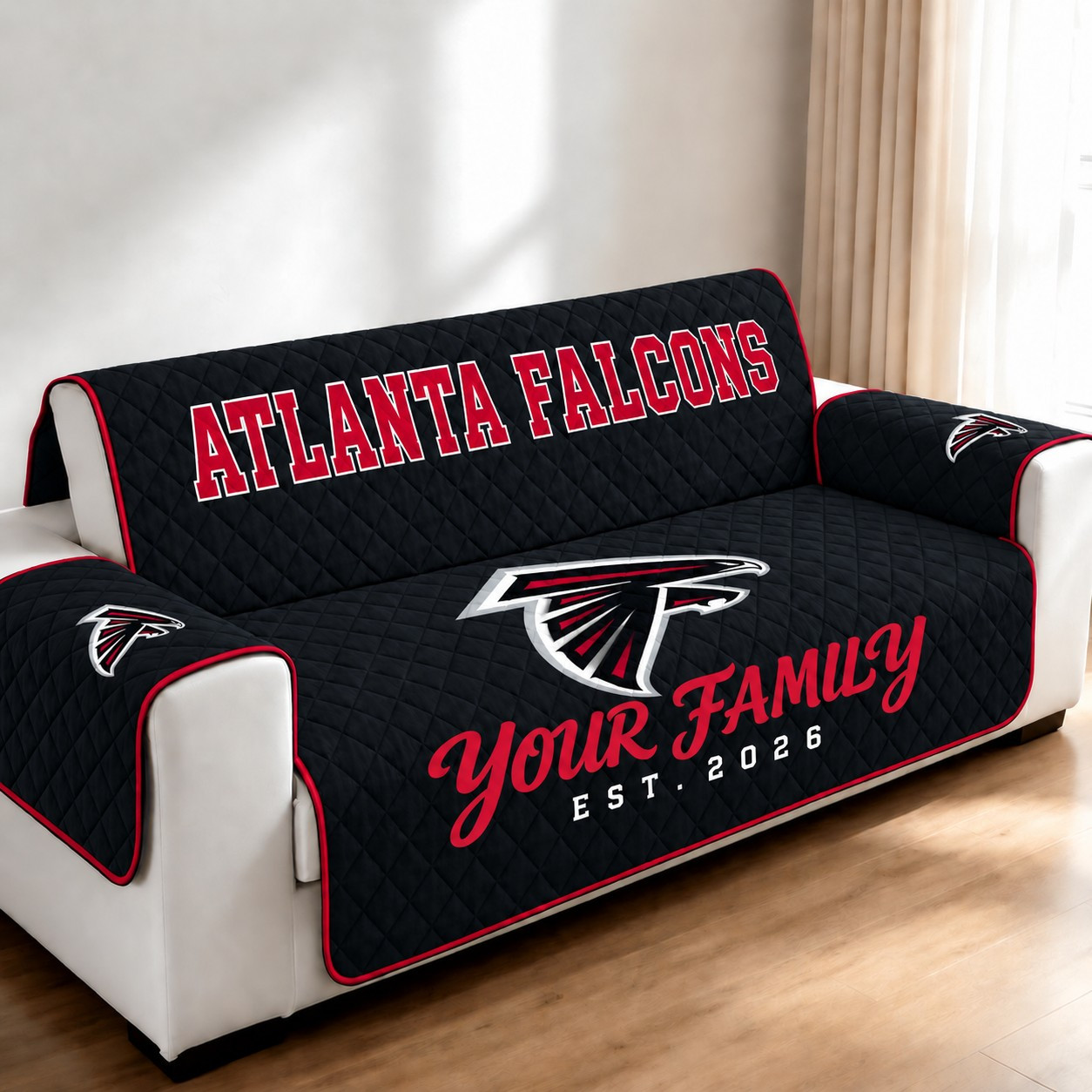 Atlanta Falcons Personalized Diamond Quilted Sofa Cover PXIL67