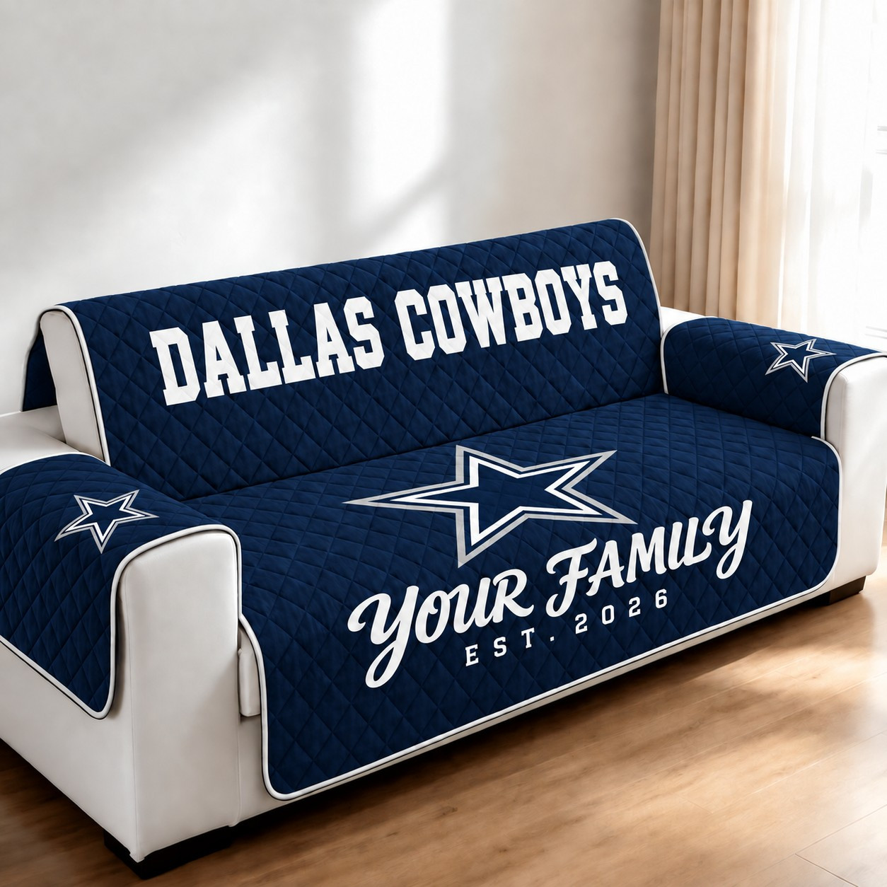 Dallas Cowboys Personalized Diamond Quilted Sofa Cover PIGQ20