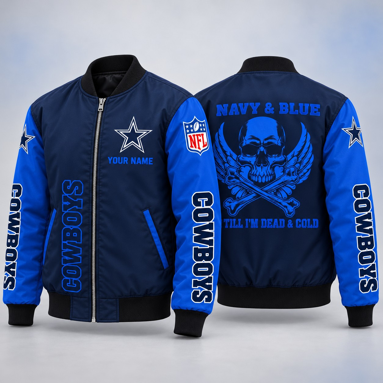 Dallas Cowboys Till I'm Dead Bomber Jacket & Joggers Personalized PXRUT4