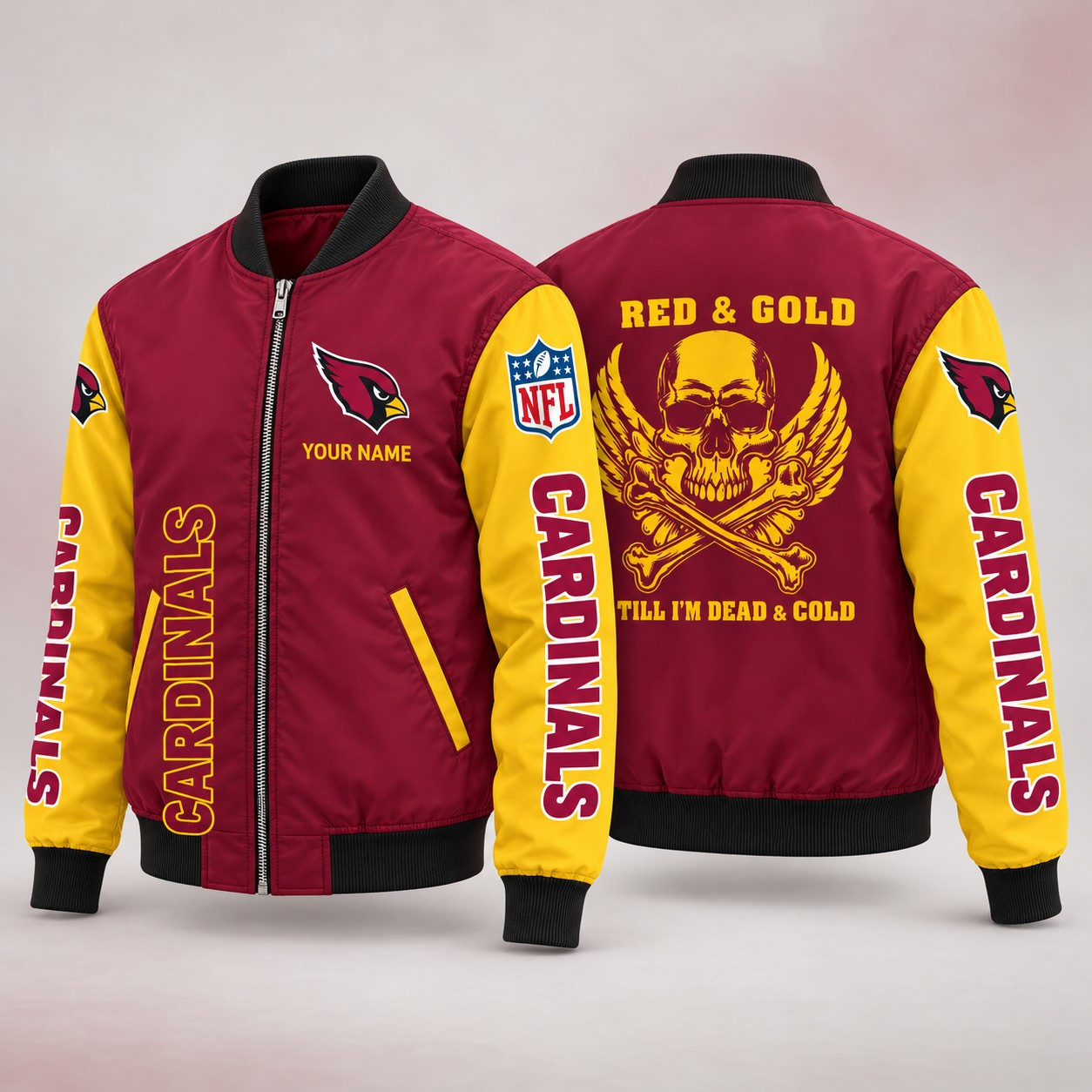 Arizona Cardinals Till I'm Dead Bomber Jacket & Joggers Personalized PBB0UC