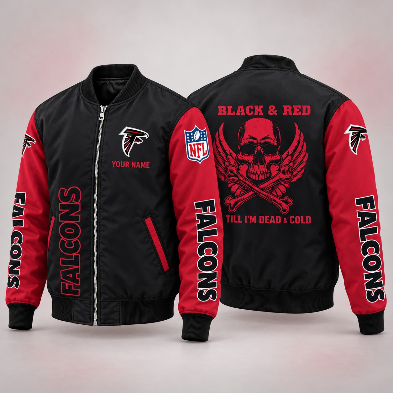Atlanta Falcons Till I'm Dead Bomber Jacket & Joggers Personalized PEB17D