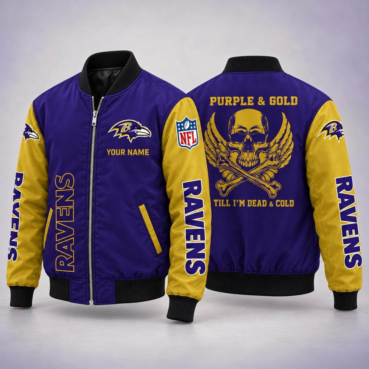 Baltimore Ravens Till I'm Dead Bomber Jacket & Joggers Personalized PHICSI