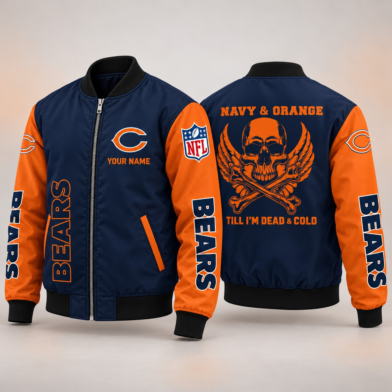 Chicago Bears Till I'm Dead Bomber Jacket & Joggers Personalized P05D5R