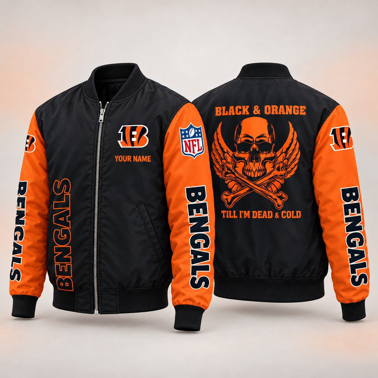 Cincinnati Bengals Till I'm Dead Bomber Jacket & Joggers Personalized PWXIFK