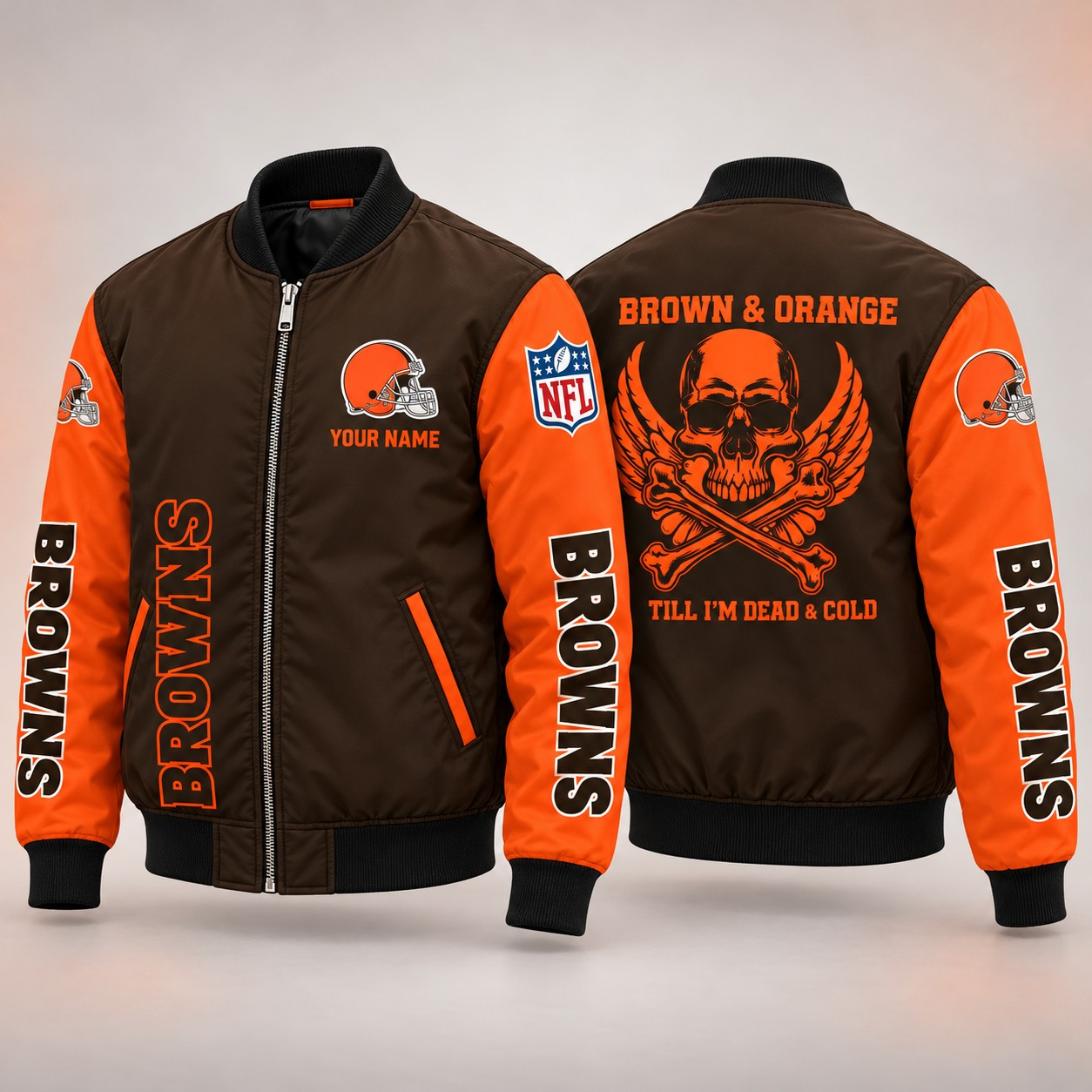Cleveland Browns Till I'm Dead Bomber Jacket & Joggers Personalized PL29KW